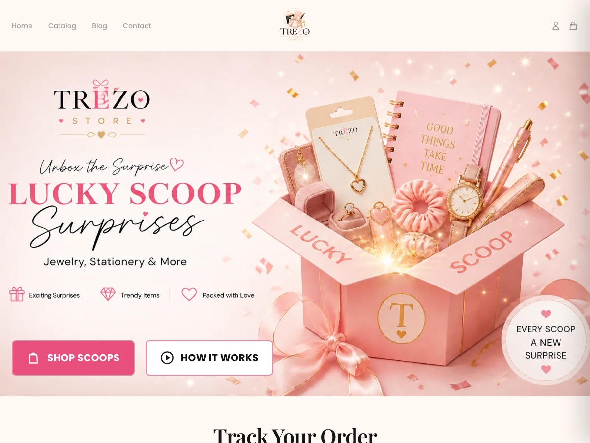 Trezo Store surprise box shop on its own domain, built on Eekaam in Pakistan
